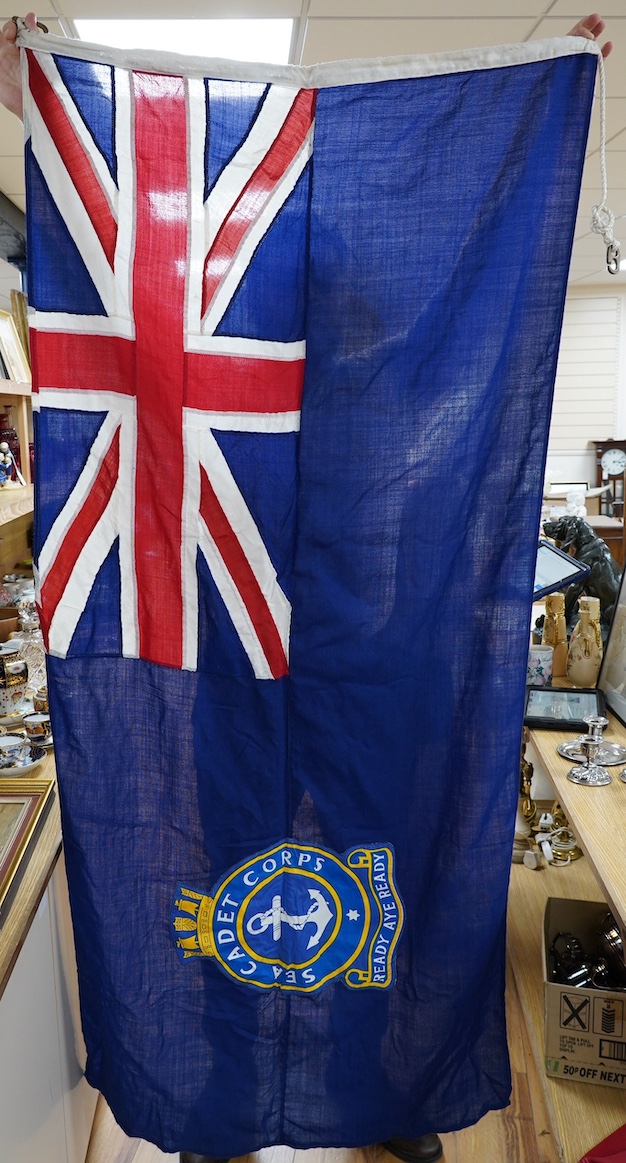 A Union Jack flag, together with a Cadet Corps flag. Condition - fair to good